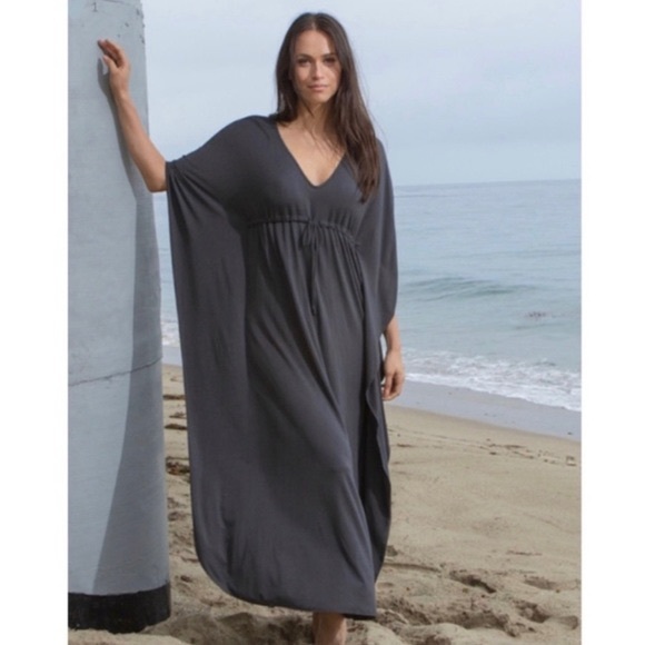 Barefoot Dreams Dresses & Skirts - Barefoot Dreams Luxe Milk Jersey Paradise Cove Caftan Charcoal Grey Size S/M